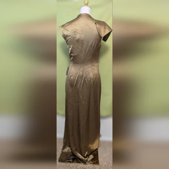 Elegant Brown Satin Evening Dress - Picture 2 of 6
